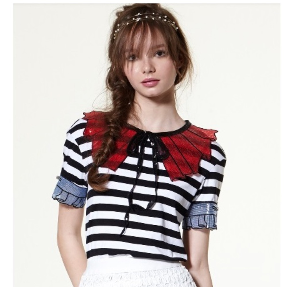 Storets sequin detail striped shirt.  Size S/M